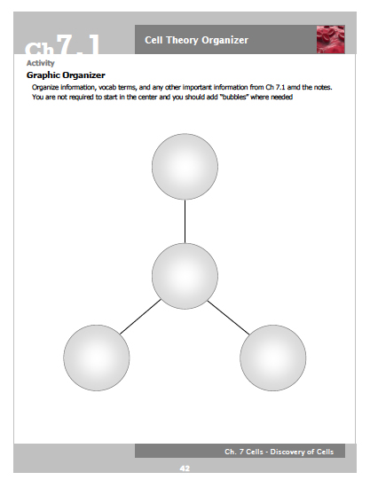 Example of a simple graphic organizer from our cells unit
